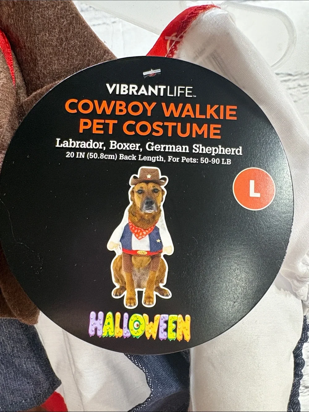 Vibrant Cowboy Walkie Pet Costume - Brown, Red, White, Blue